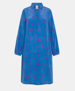 Robe Amber En Crepe De Chine - Bluette/Fuchsia