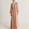 Robe Artemisia En Acetate De Soie Unie - Nude