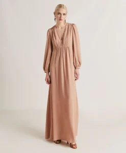 Robe Artemisia En Acetate De Soie Unie - Nude