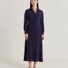 Robe Bethany En Acetate De Soie Solide - Bleu Nuit
