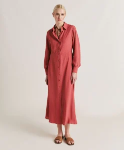 Robe Bethany En Acetate De Soie Uni - Amarante