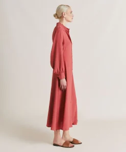 Robe Bethany En Acetate De Soie Uni - Amarante