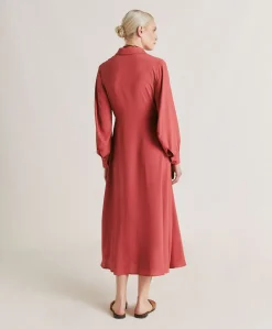 Robe Bethany En Acetate De Soie Uni - Amarante