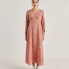 Robe Cala Junco En Crepe De Chine - Rose Multicolore