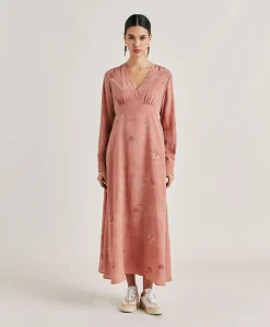 Robe Cala Junco En Crepe De Chine - Rose Multicolore