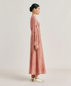 Robe Cala Junco En Crepe De Chine - Rose Multicolore