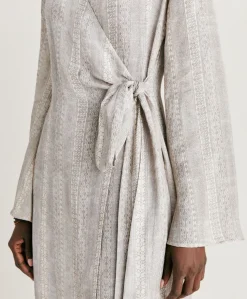 Robe Caterina En Lin Viscose - Creme/Perle
