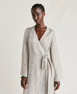 Robe Caterina En Lin Viscose - Creme/Perle