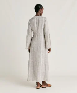 Robe Caterina En Lin Viscose - Creme/Perle