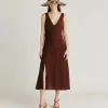 Robe Chumba En Acetate De Soie - Chocolat