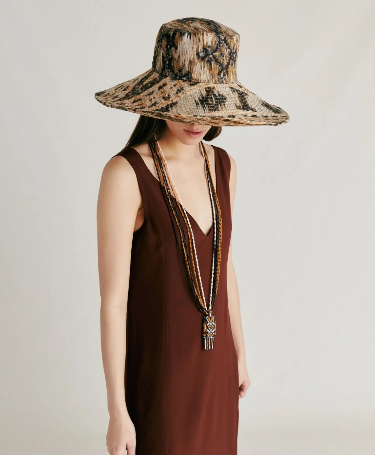 Robe Chumba En Acetate De Soie - Chocolat