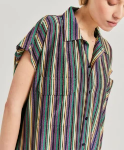 Robe Colorado Rayee En Jersey Lurex - Vert Multicolore