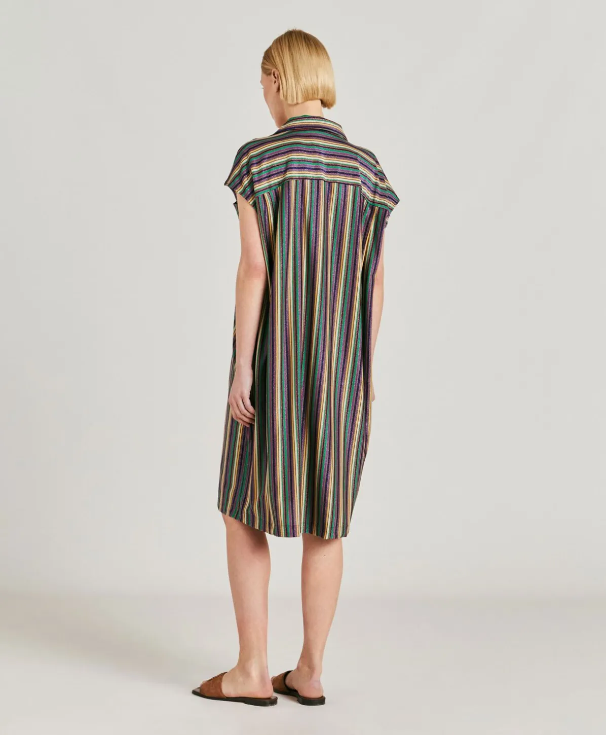 Robe Colorado Rayee En Jersey Lurex - Vert Multicolore