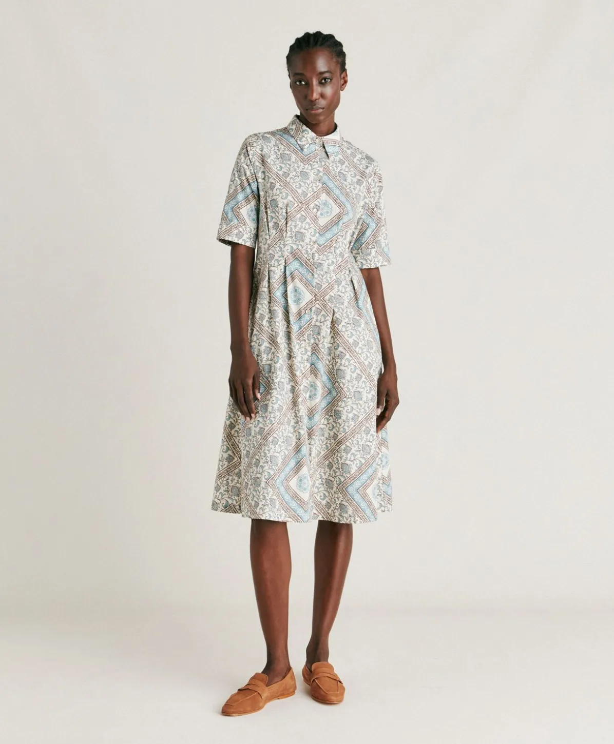Robe En Popeline Ilaria - Creme/Poudre