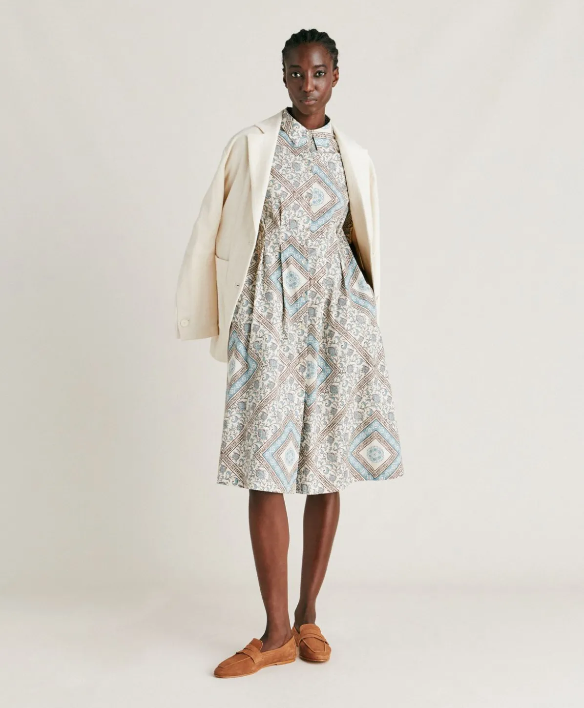 Robe En Popeline Ilaria - Creme/Poudre