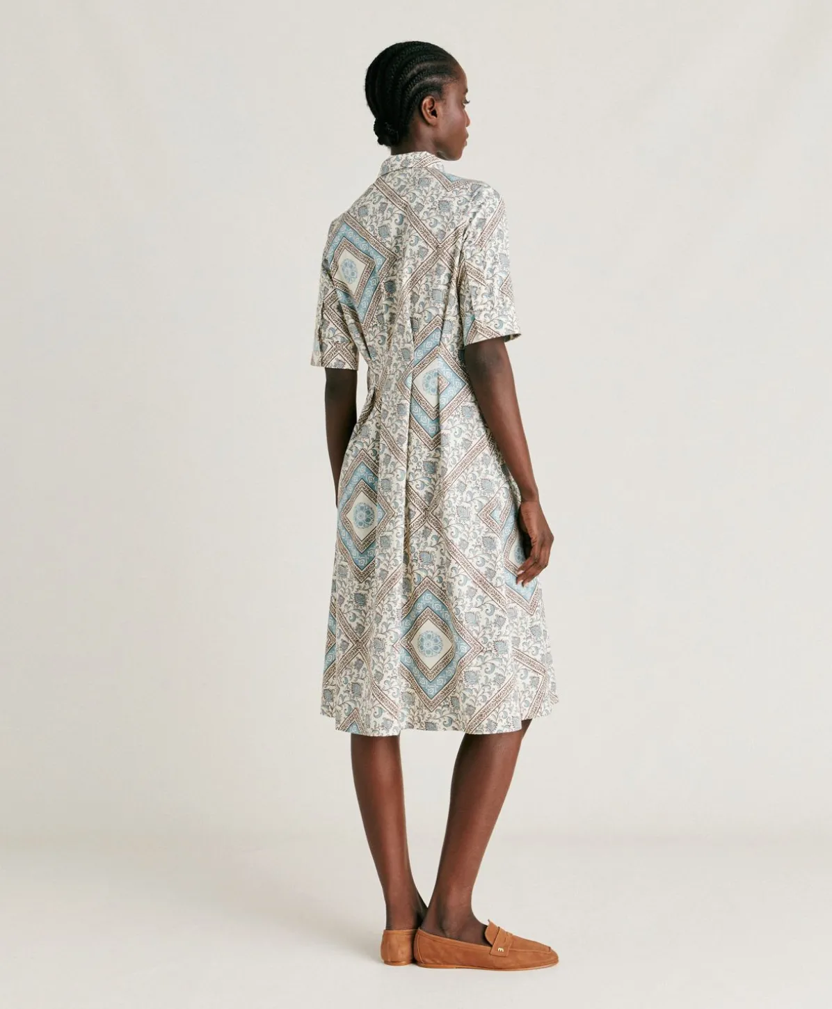 Robe En Popeline Ilaria - Creme/Poudre