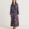 Robe En Serge De Soie Aligusta - Bleu Nuit Multicolore