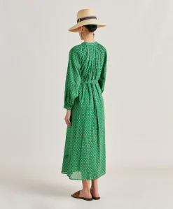 Robe En Voile De Coton Imprime Goa - Emeraude