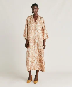 Robe Faro En Serge De Soie - Poudre Multicolore