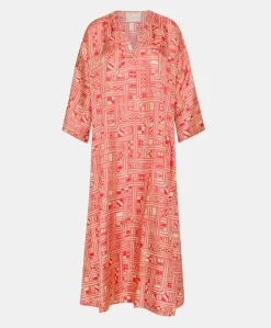 Robe Faro En Serge De Soie - Beige/ Corail