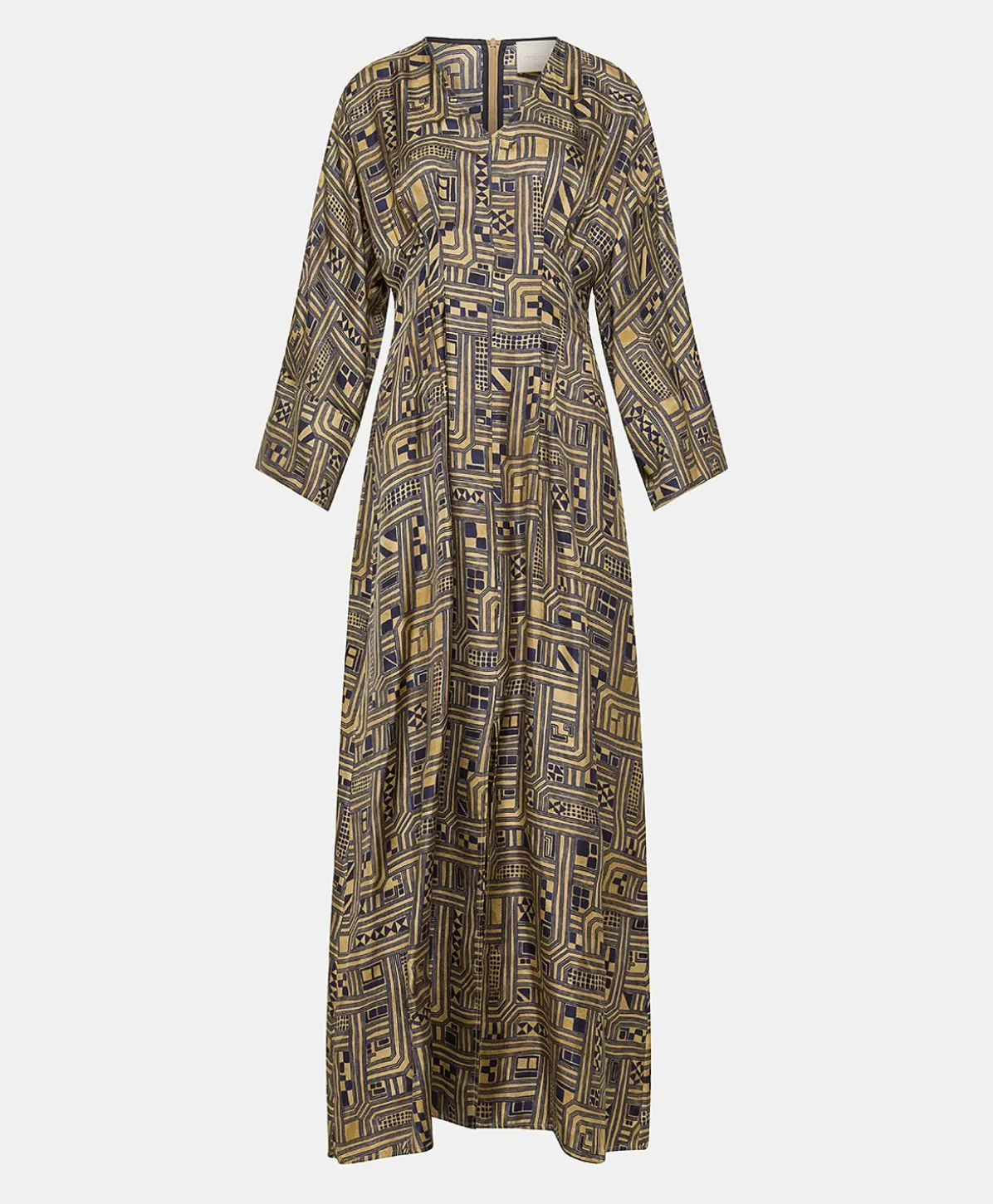 Robe Fortuna En Serge De Soie - Or/Bleu
