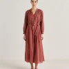 Robe Goa En Voile De Coton Imprime - Rouge