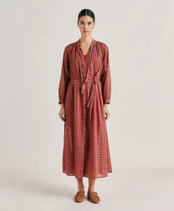 Robe Goa En Voile De Coton Imprime - Rouge