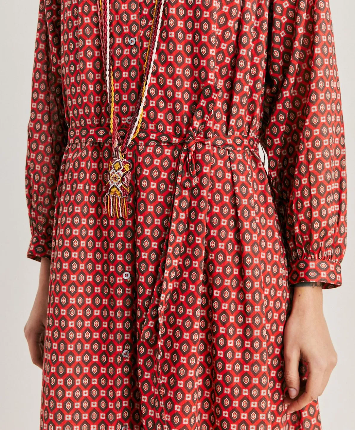 Robe Goa En Voile De Coton Imprime - Rouge