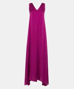 Robe Helena En Soie Unie - Cyclamen