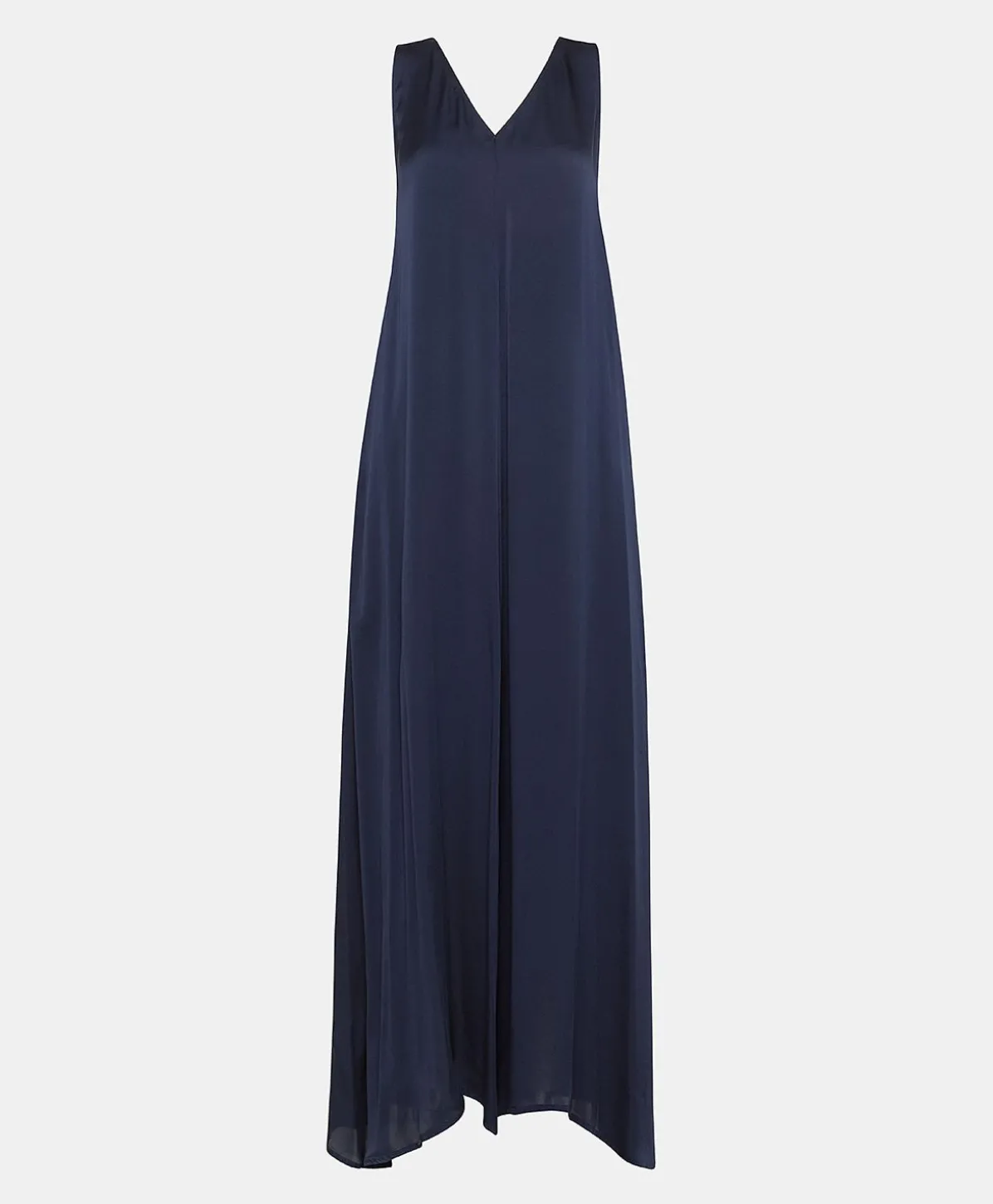 Robe Helena En Soie Unie - Bleu Nuit