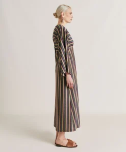 Robe Margarida En Jersey Lurex Raye - Vert Multicolore