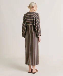 Robe Margarida En Jersey Lurex Raye - Vert Multicolore
