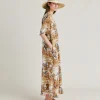 Robe Penelope En Crepe De Chine - Creme / Multicolore
