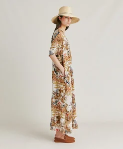 Robe Penelope En Crepe De Chine - Creme / Multicolore