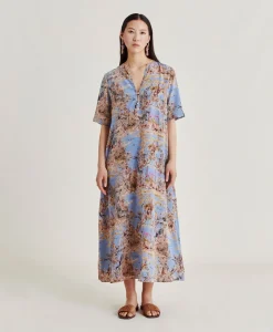 Robe Penelope En Crepe De Chine - Multicolore Ceruleen