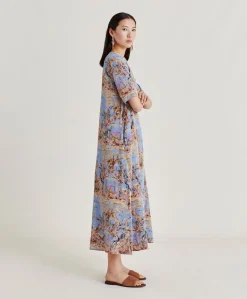 Robe Penelope En Crepe De Chine - Multicolore Ceruleen