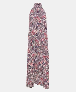 Robe Sabina En Crepe De Chine - Creme/Violet