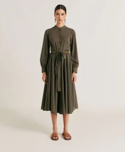 Robe Sinzias Avec Voile De Coton - Armee