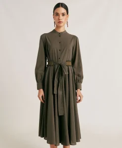 Robe Sinzias Avec Voile De Coton - Armee