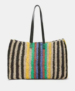Sac Cabas Ellis En Raphia Raye - Multicolore