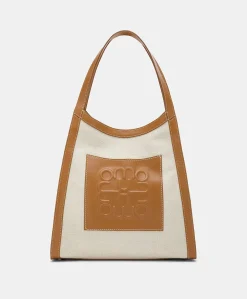 Sac Cabas Geraldine En Cuir Et Toile - Beige