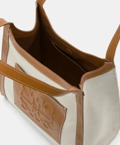 Sac Cabas Geraldine En Cuir Et Toile - Beige