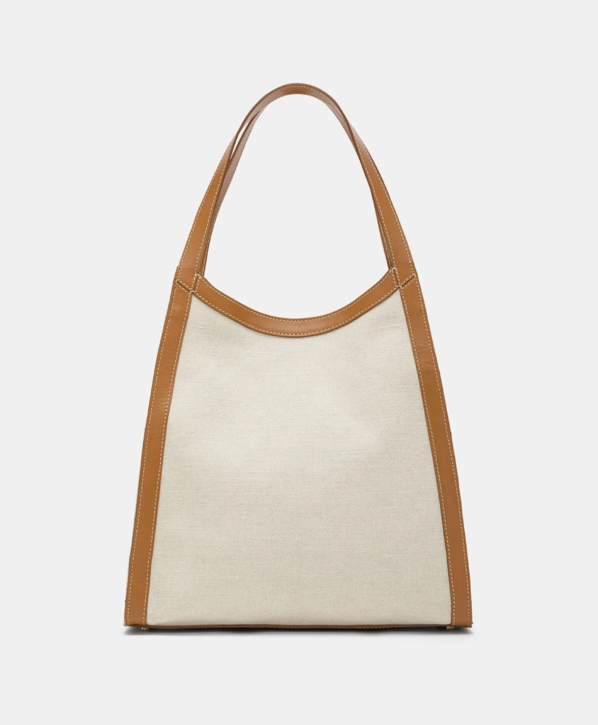 Sac Cabas Geraldine En Cuir Et Toile - Beige
