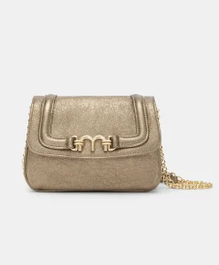 Sac Mimi Flore En Cuir Lame - Gunmetal