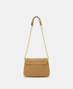 Sac Mimi Flore En Cuir Lame - Caramel