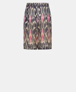 Short Nina En Lin Viscose - Bleu Multicolore
