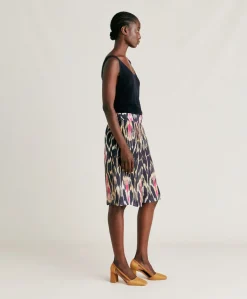 Short Nina En Lin Viscose - Bleu Multicolore
