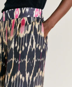 Short Nina En Lin Viscose - Bleu Multicolore