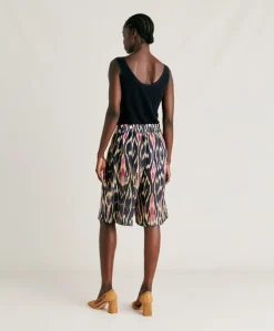 Short Nina En Lin Viscose - Bleu Multicolore