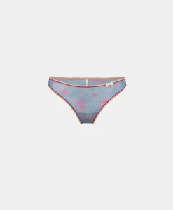 Slip Nylon Imprime Arca - Bleutte/Fuchsia